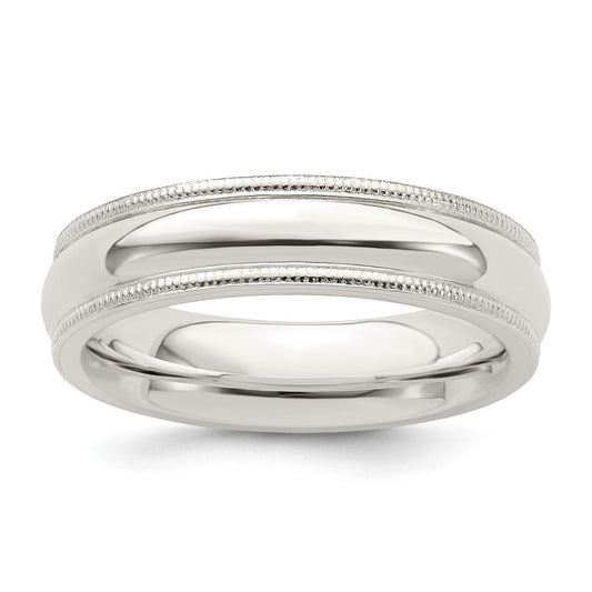 925 Sterling Silver 5mm Milgrain Comfort Fit Wedding Band, Size: 4