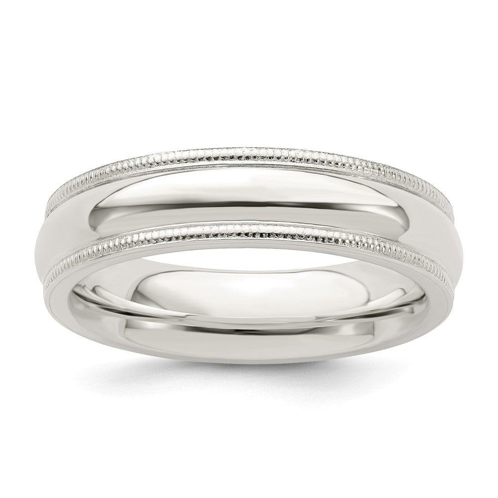 925 Sterling Silver 5mm Millgrain Comfort Fit Wedding Band, Size: 8.5