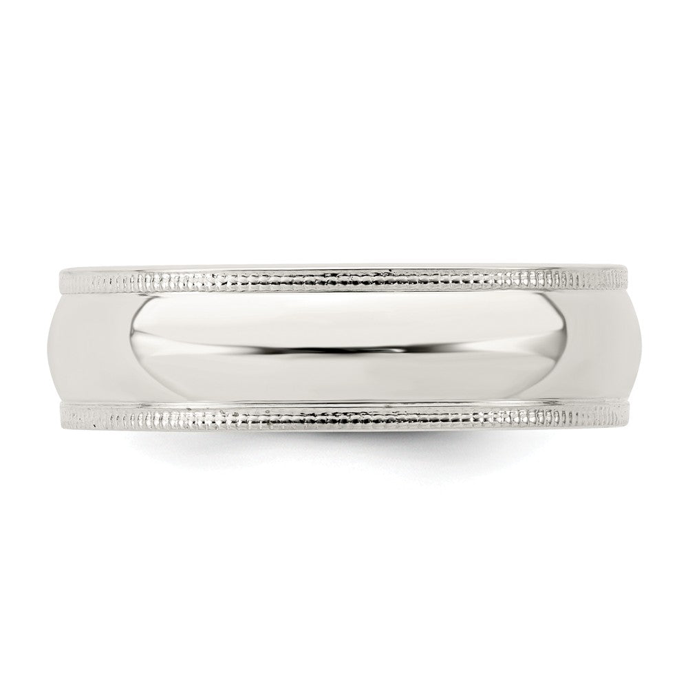 925 Sterling Silver, 6mm Comfort Fit Milgrain Size 13 Wedding Band