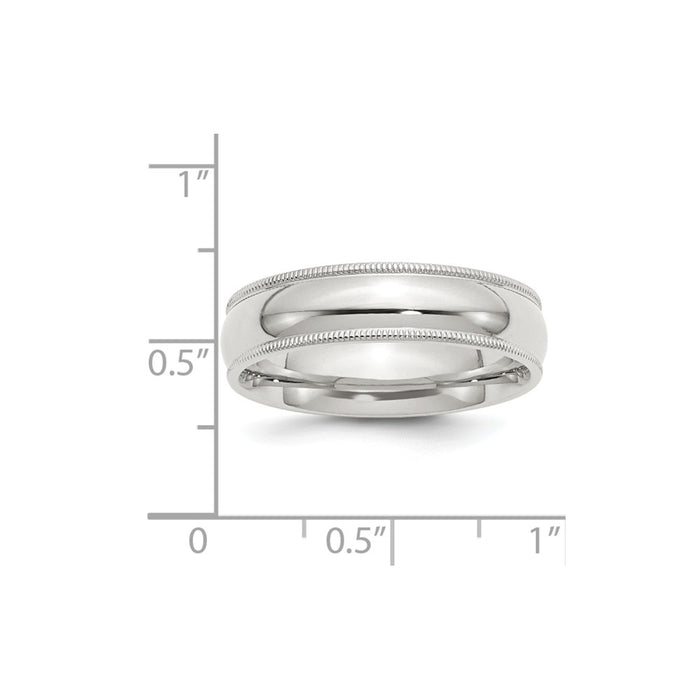 925 Sterling Silver 6mm Milgrain Comfort Fit Wedding Band, Size: 6