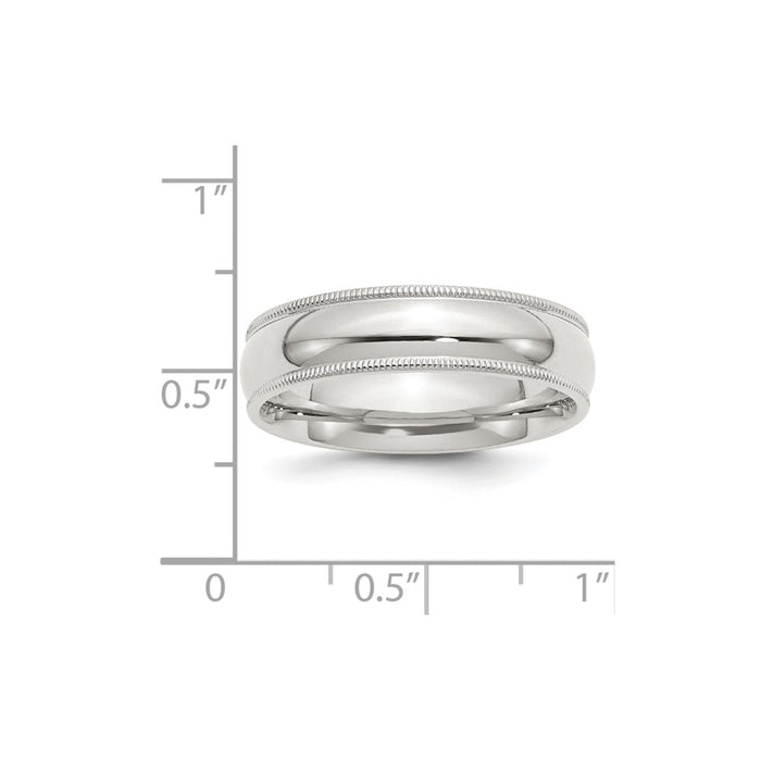 925 Sterling Silver 6mm Milgrain Comfort Fit Wedding Band, Size: 11