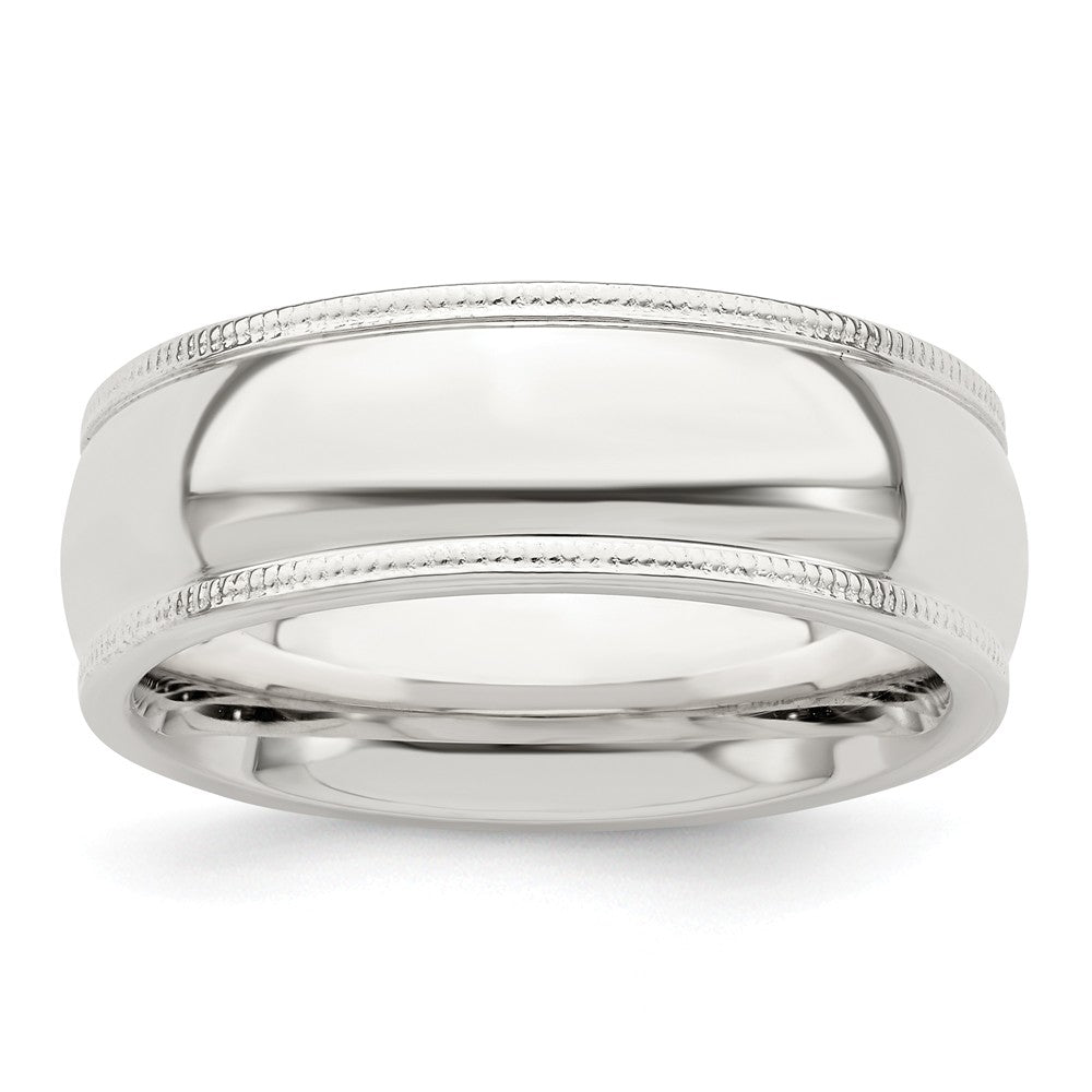 925 Sterling Silver 7mm Milgrain Comfort Fit Wedding Band, Size: 12