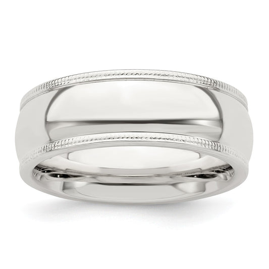 925 Sterling Silver 7mm Milgrain Comfort Fit Wedding Band, Size: 4.5