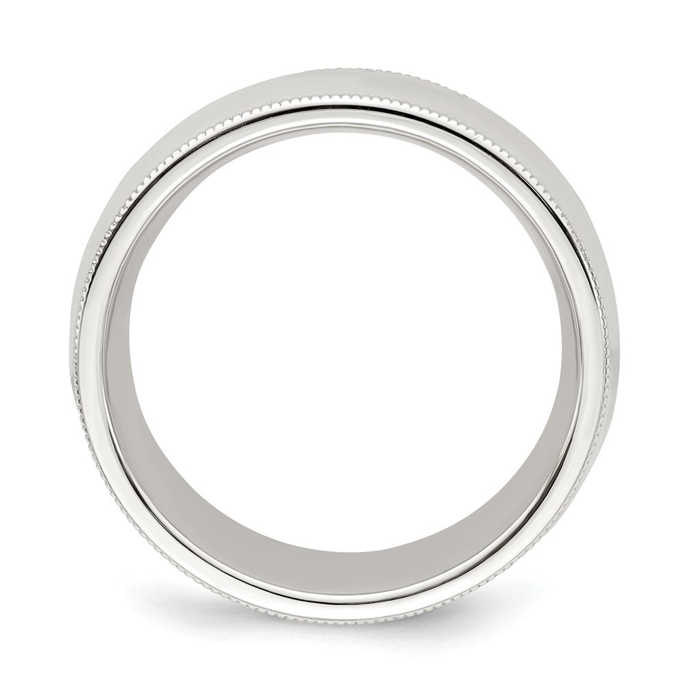 925 Sterling Silver 8mm Milgrain Comfort Fit Wedding Band, Size: 10