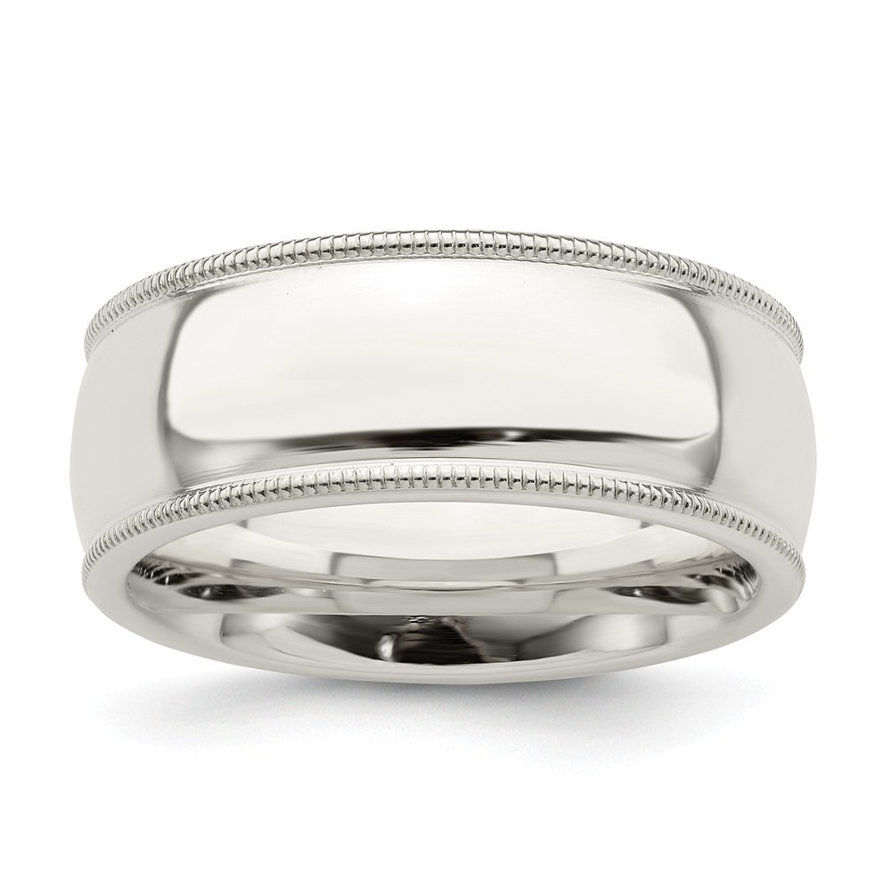925 Sterling Silver 8mm Milgrain Comfort Fit Wedding Band, Size: 10