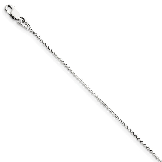 Million Charms 925 Sterling Silver Rhodium-plated1.25mm w/2in ext Cable Chain, Chain Length: 18 inches
