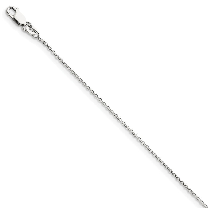 Million Charms 925 Sterling Silver Rhodium-plated1.25mm w/2in ext Cable Chain, Chain Length: 18 inches