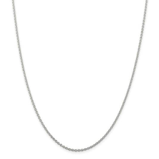 Million Charms 925 Sterling Silver Rhodium-plated 1.95mm Cable Chain, Chain Length: 24 inches