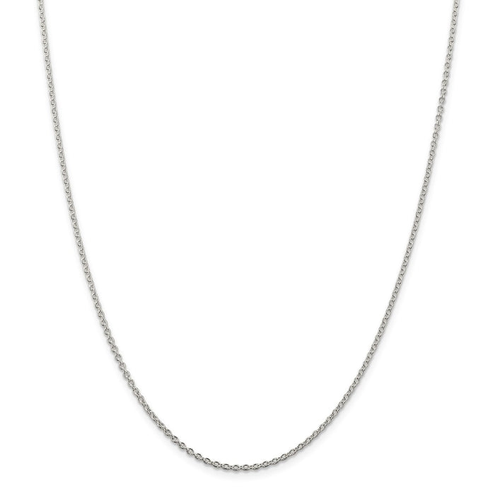 Million Charms 925 Sterling Silver Rhodium-plated 1.95mm Cable Chain, Chain Length: 24 inches