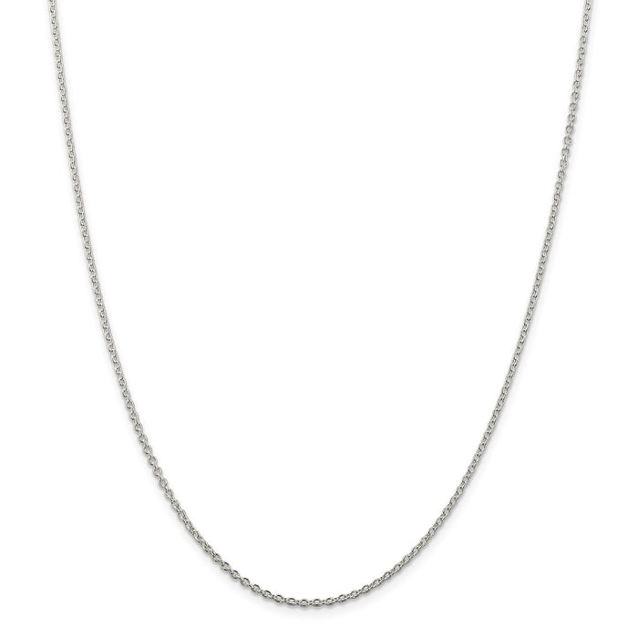 Million Charms 925 Sterling Silver Rhodium-plated 1.95mm Cable Chain, Chain Length: 36 inches