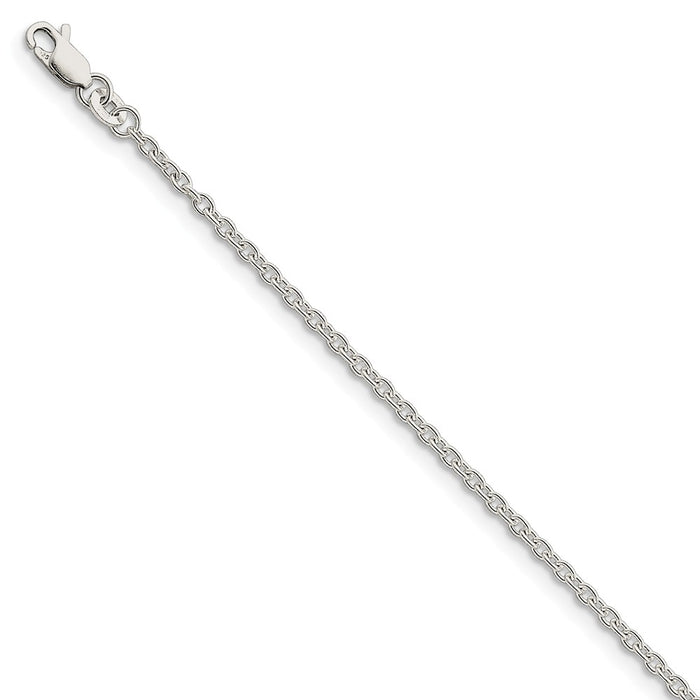 Million Charms 925 Sterling Silver 2.25mm Cable Chain, Chain Length: 7 inches