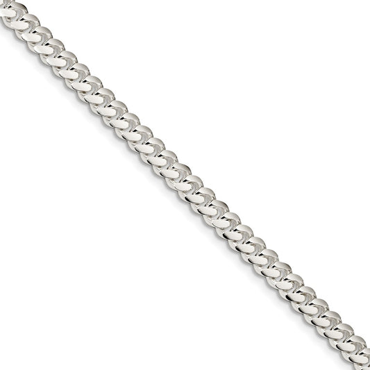 Million Charms 925 Sterling Silver 6.4mm Polished Domed Curb Chain, Chain Length: 7 inches