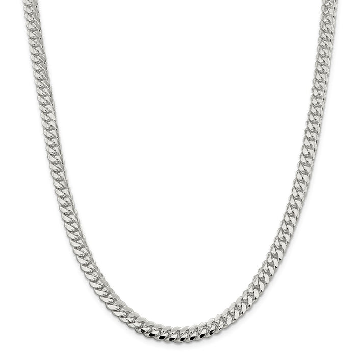 Million Charms 925 Sterling Silver 6.4mm Polished Domed Curb Chain, Chain Length: 20 inches