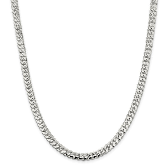 Million Charms 925 Sterling Silver 6.4mm Polished Domed Curb Chain, Chain Length: 22 inches