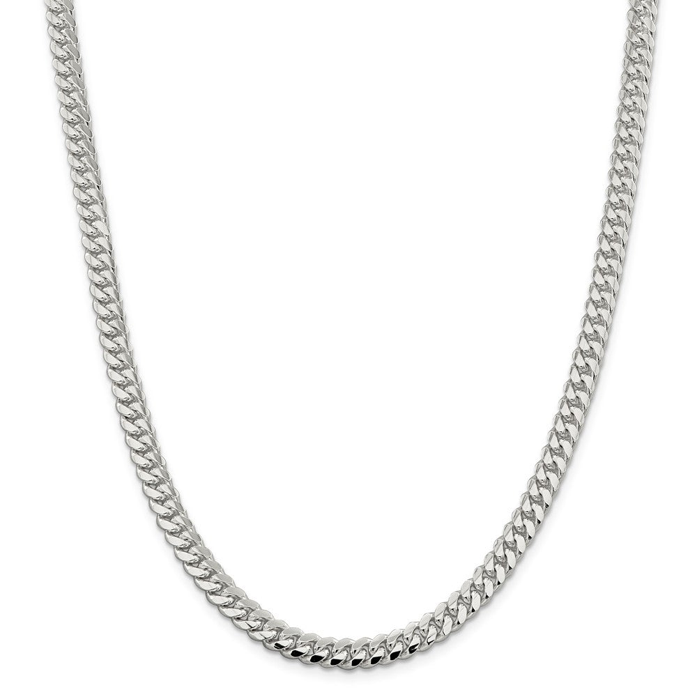 Million Charms 925 Sterling Silver 6.4mm Polished Domed Curb Chain, Chain Length: 24 inches