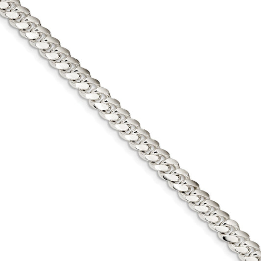 Million Charms 925 Sterling Silver 7.25mm Polished Domed Curb Chain, Chain Length: 7 inches