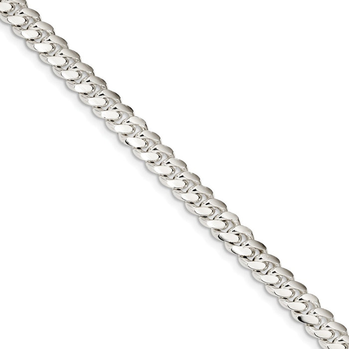 Million Charms 925 Sterling Silver 7.25mm Polished Domed Curb Chain, Chain Length: 7 inches