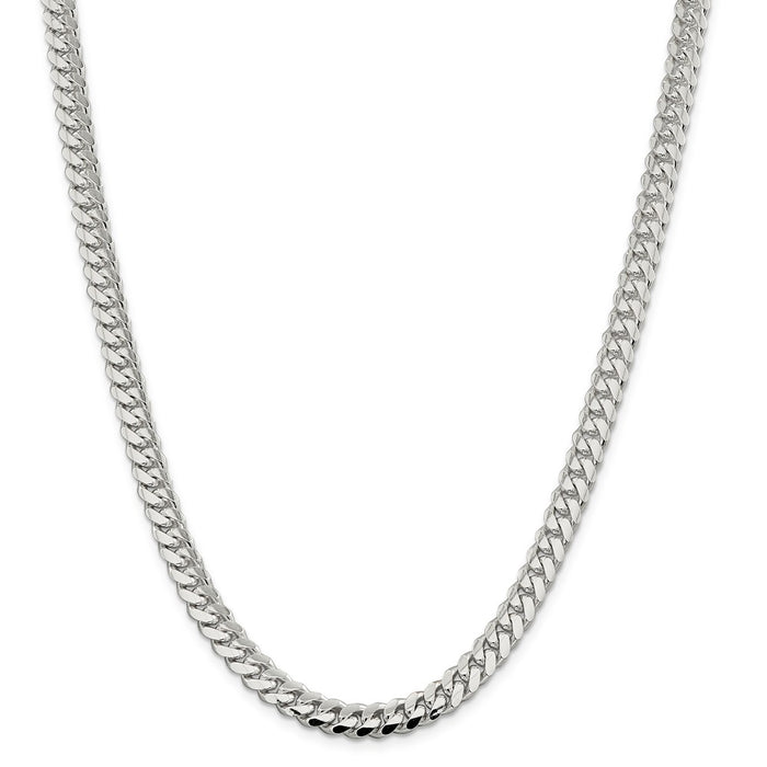 Million Charms 925 Sterling Silver 7.25mm Polished Domed Curb Chain, Chain Length: 24 inches