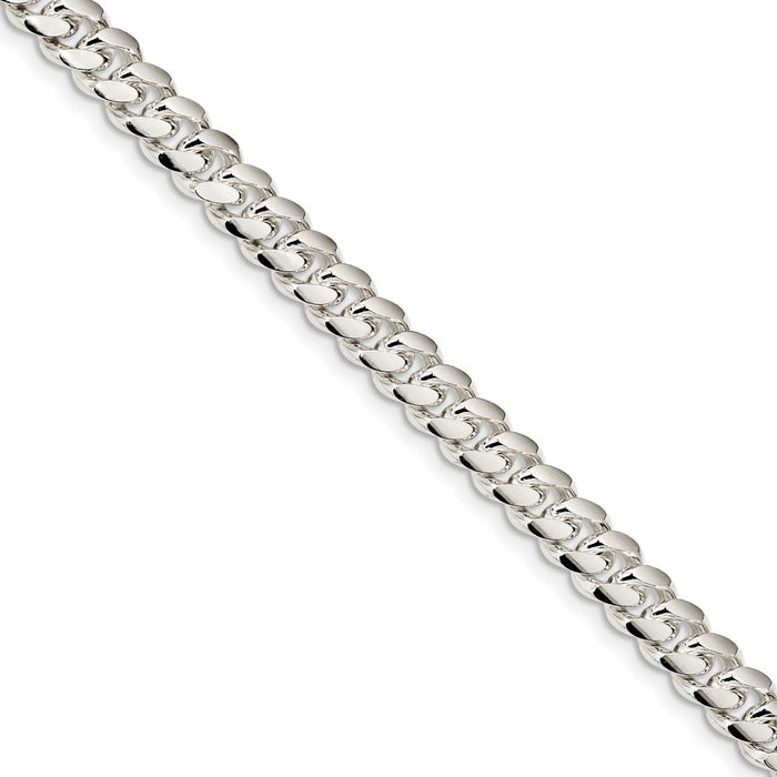 Million Charms 925 Sterling Silver 7.8mm Polished Domed Curb Chain, Chain Length: 8 inches