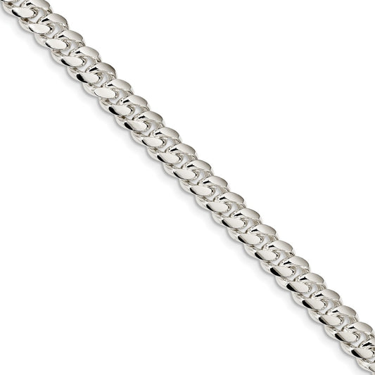 Million Charms 925 Sterling Silver 7.8mm Polished Domed Curb Chain, Chain Length: 9 inches