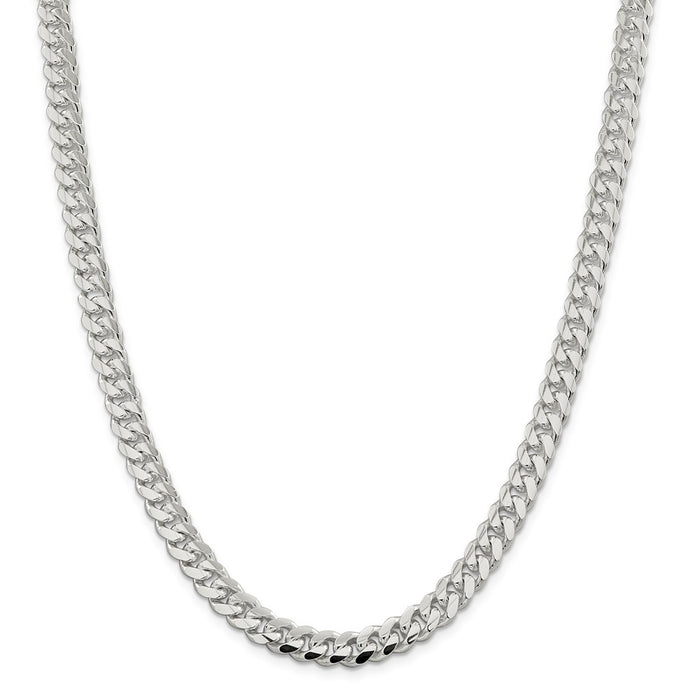 Million Charms 925 Sterling Silver 7.8mm Polished Domed Curb Chain, Chain Length: 24 inches