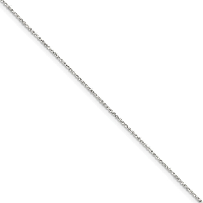 Million Charms 925 Sterling Silver 1.1mm Diamond-cut Rope Chain, Chain Length: 7 inches