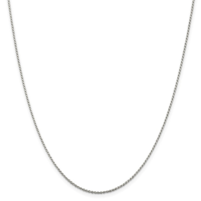 Million Charms 925 Sterling Silver Rhodium-plated 1.1mm Diamond-cut Rope Chain, Chain Length: 16 inches