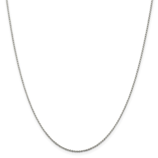 Million Charms 925 Sterling Silver Rhodium-plated 1.1mm Diamond-cut Rope Chain, Chain Length: 18 inches