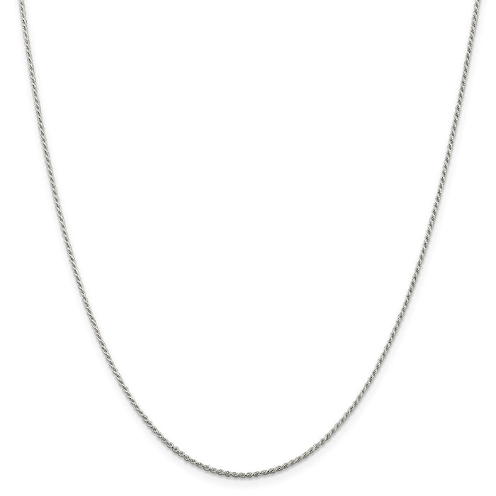 Million Charms 925 Sterling Silver Rhodium-plated 1.1mm Diamond-cut Rope Chain, Chain Length: 18 inches