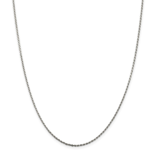 Million Charms 925 Sterling Silver 1.5mm Diamond-cut Rope Chain, Chain Length: 16 inches