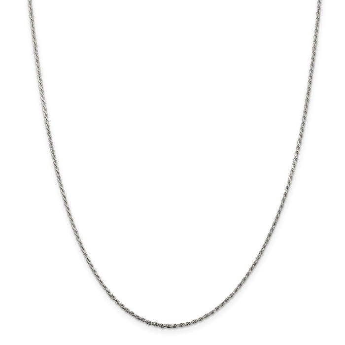 Million Charms 925 Sterling Silver 1.5mm Diamond-cut Rope Chain, Chain Length: 30 inches