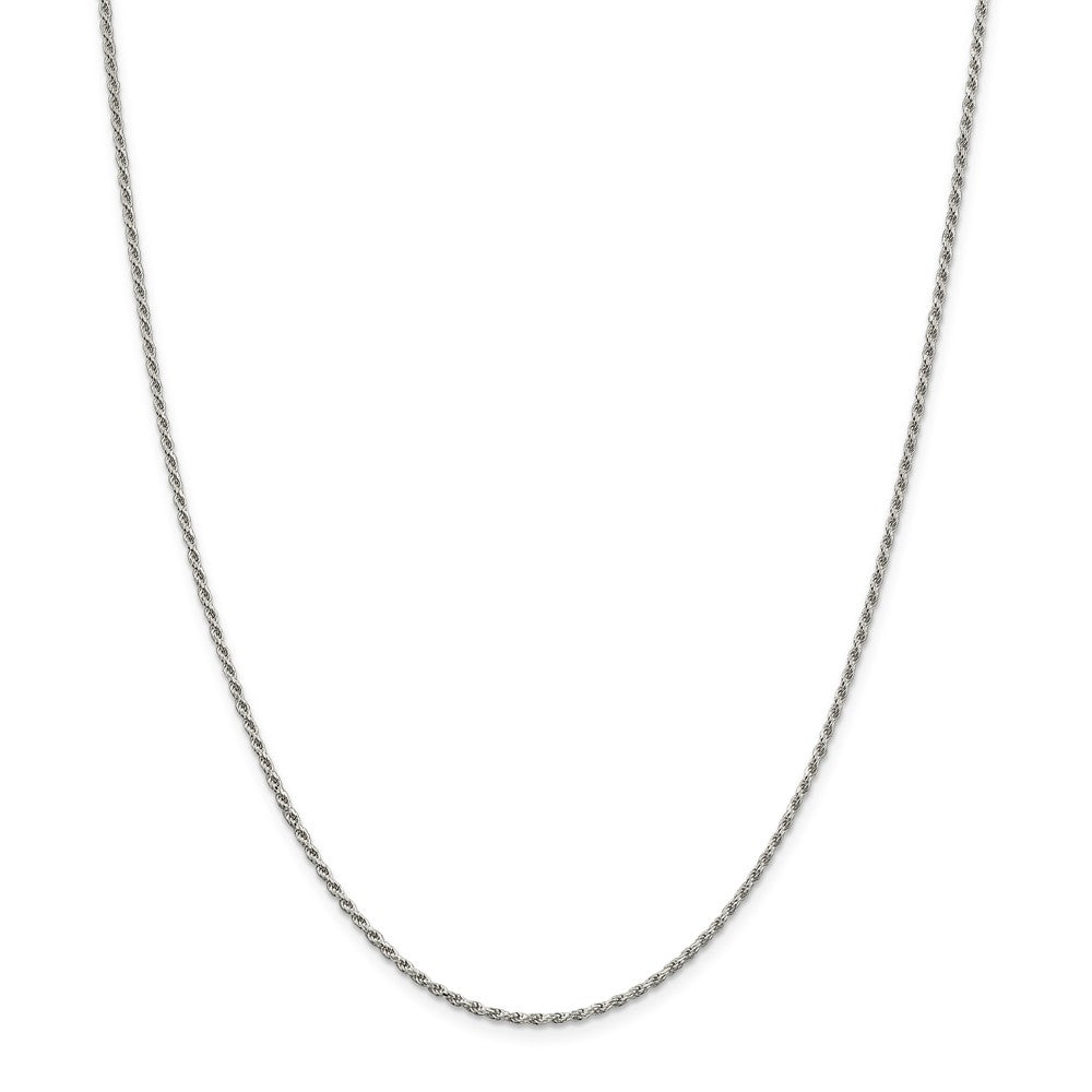 Million Charms 925 Sterling Silver Rhodium-plated 1.7mm Diamond-cut Rope Chain, Chain Length: 18 inches