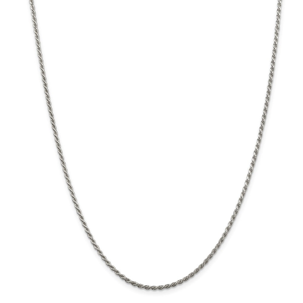 Million Charms 925 Sterling Silver Rhodium-plated 1.85mm Diamond-cut Rope Chain, Chain Length: 26 inches