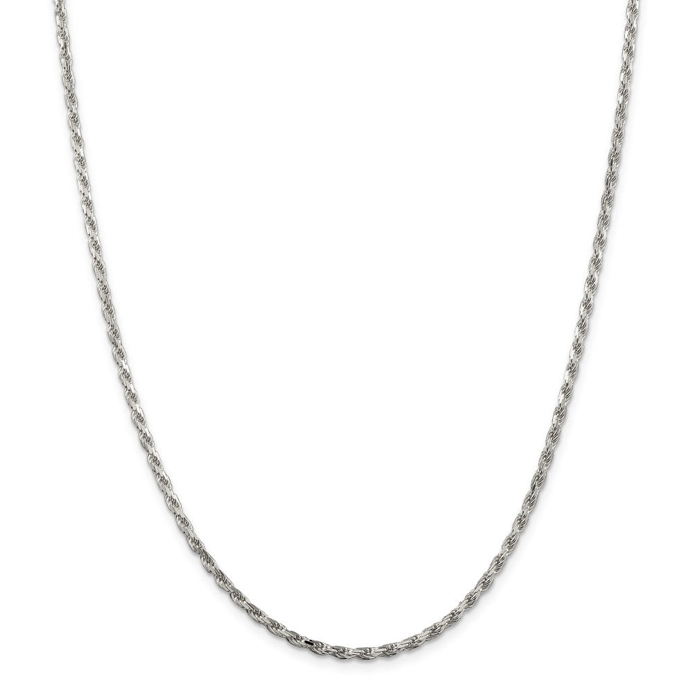Million Charms 925 Sterling Silver 2.5mm Diamond-cut Rope Chain, Chain Length: 30 inches
