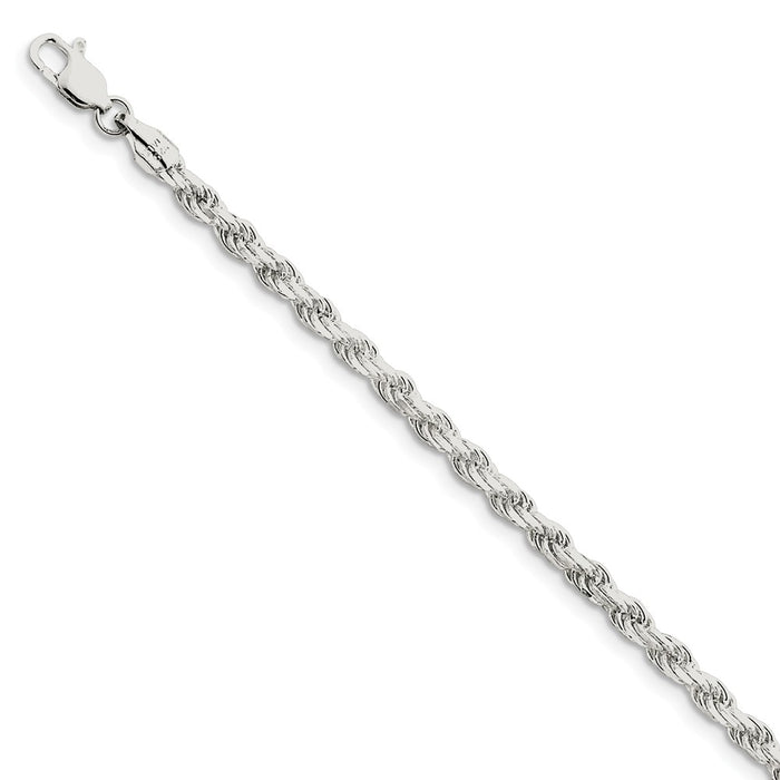 Million Charms 925 Sterling Silver 3.5mm Diamond-cut Rope Chain, Chain Length: 8 inches
