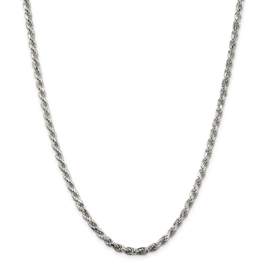 Million Charms 925 Sterling Silver 3.5mm Diamond-cut Rope Chain, Chain Length: 26 inches