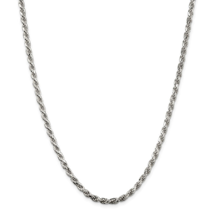 Million Charms 925 Sterling Silver 3.5mm Diamond-cut Rope Chain, Chain Length: 36 inches