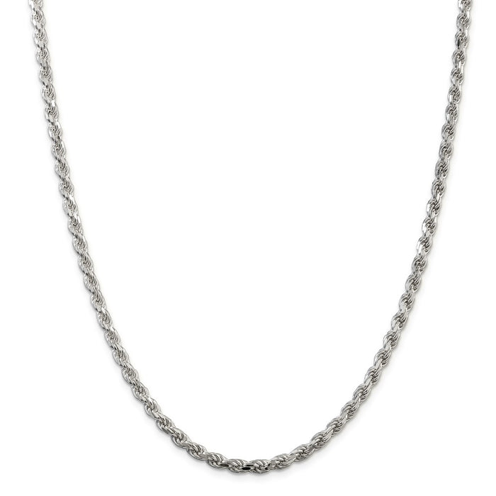 Million Charms 925 Sterling Silver 4.25mm Diamond-cut Rope Chain, Chain Length: 22 inches