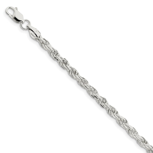 Million Charms 925 Sterling Silver 4.75mm Diamond-cut Rope Chain, Chain Length: 8 inches
