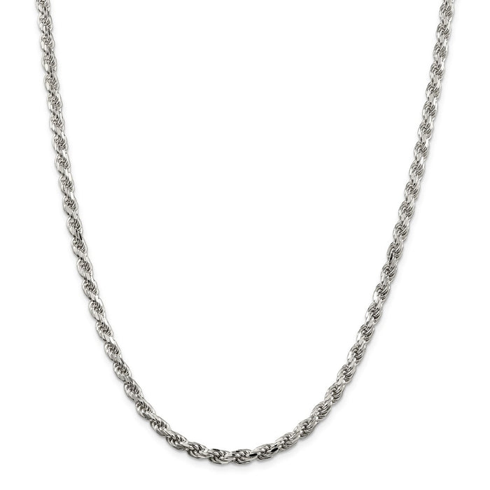 Million Charms 925 Sterling Silver 4.75mm Diamond-cut Rope Chain, Chain Length: 36 inches