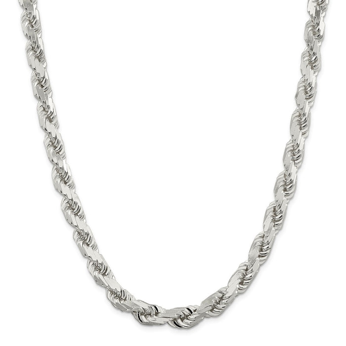 Million Charms 925 Sterling Silver 10.25mm Diamond-cut Rope Chain, Chain Length: 24 inches