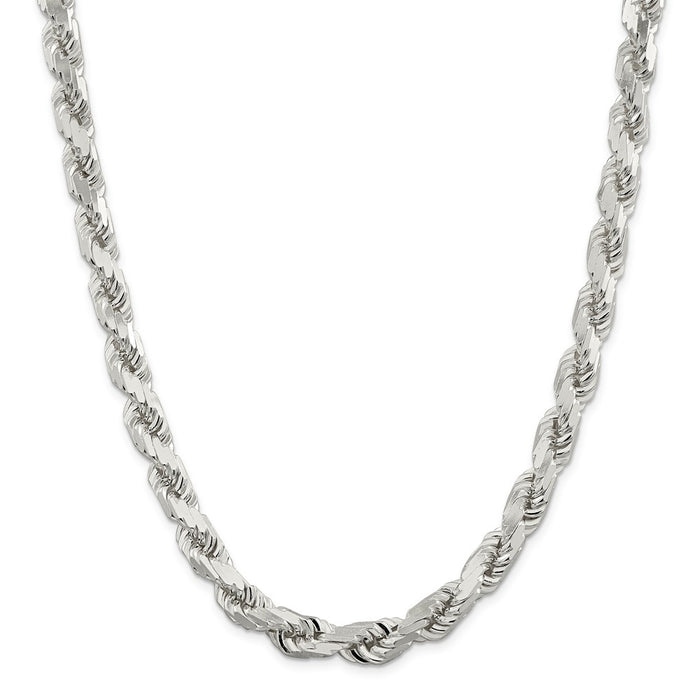 Million Charms 925 Sterling Silver 10.25mm Diamond-cut Rope Chain, Chain Length: 28 inches