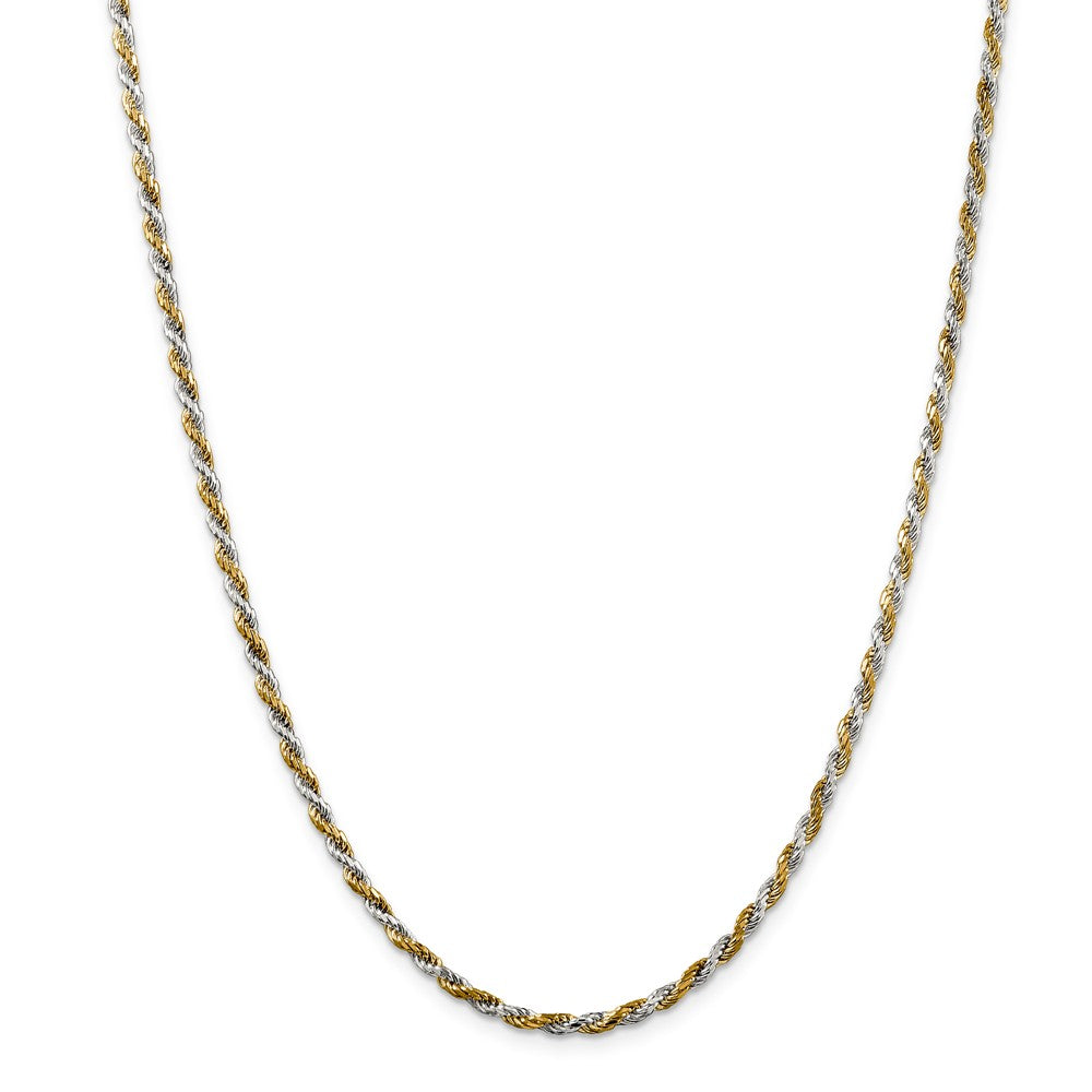 Million Charms 925 Sterling Silver & Vermeil 2.5mm Diamond-cut Rope Chain, Chain Length: 24 inches