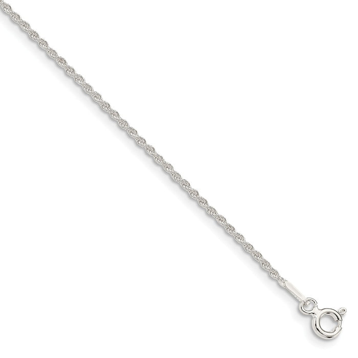 Million Charms 925 Sterling Silver 1.3mm Solid Rope Chain, Chain Length: 16 inches