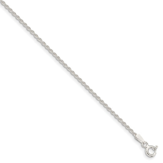 Million Charms 925 Sterling Silver 1.5mm Solid Rope Chain, Chain Length: 7 inches