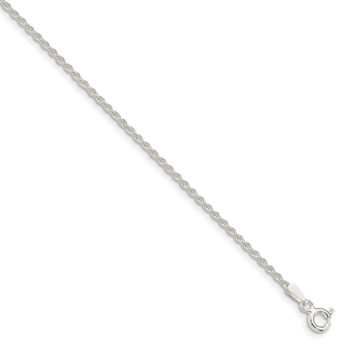 Million Charms 925 Sterling Silver 1.5mm Solid Rope Chain, Chain Length: 8 inches