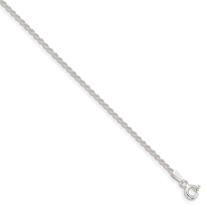 Million Charms 925 Sterling Silver 1.5mm Solid Rope Chain, Chain Length: 9 inches