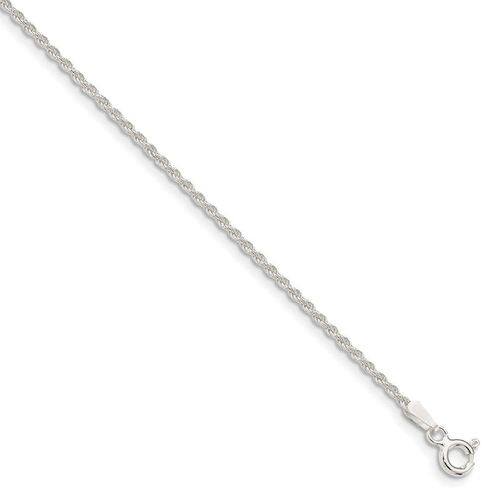 Million Charms 925 Sterling Silver 1.5mm Solid Rope Chain, Chain Length: 18 inches