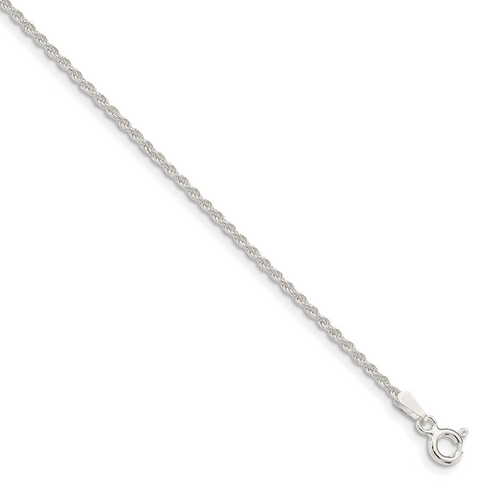 Million Charms 925 Sterling Silver 1.5mm Solid Rope Chain, Chain Length: 10 inches