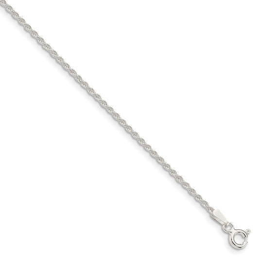 Million Charms 925 Sterling Silver 1.5mm Solid Rope Chain, Chain Length: 22 inches